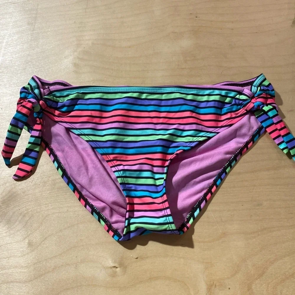 Tahiti Colorful Striped Bikini Bottoms size Medium (HF)